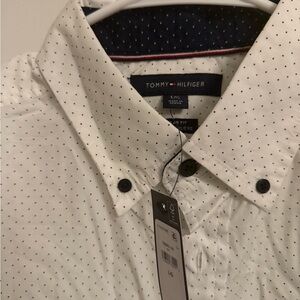 Tommy Hilfiger Men's White Polka Dot Shirt